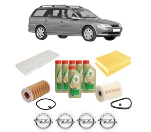 Set Pachet filtre revizie Bosch, 6 litrii ulei Castrol 5W40 OPEL VECTRA B Estate (J96) 2.2 DTI 16V (F35) din 2000-2002, 4x Stickere auto cu OPEL - Img 2