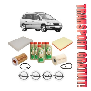 Set Pachet filtre revizie Bosch, 6 litrii ulei Castrol 5W40 OPEL ZAFIRA A MPV (T98) 2.0 DTI 16V (F75) din 2000-2005, 4x Stickere auto cu OPEL