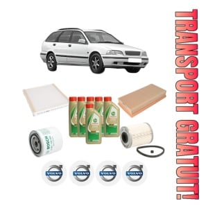 Set Pachet filtre revizie Bosch, 6 litrii ulei Castrol 5W40 VOLVO V40 Estate (645) 1.9 DI din 2000-2004, 4x Stickere auto cu VOLVO