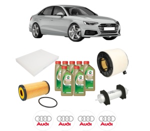 Set Pachet filtre revizie Bosch, 7 litrii ulei Castrol 0W20 AUDI A5 Sportback (F5A, F5F) 3.0 TDI din 2017-2018, 4x Stickere auto cu AUDI - Img 2