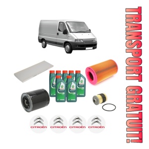 Set Pachet filtre revizie Bosch, 7 litrii ulei Castrol 10W40 CITROEN JUMPER I Van (244) 2.8 HDi din 2002-2006, 4x Stickere auto cu CITROEN