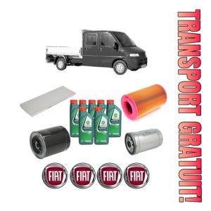 Set Pachet filtre revizie Bosch, 7 litrii ulei Castrol 10W40 FIAT DUCATO Platform/Chassis (230_) 2.8 JTD din 2000-2002, 4x Stickere auto cu FIAT
