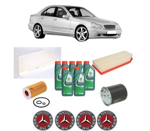 Set Pachet filtre revizie Bosch, 7 litrii ulei Castrol 10W40 MERCEDES-BENZ C-CLASS (W203) C 220 CDI (203.006) din 2000-2007, 4x Stickere auto cu MERCEDES-BENZ - Img 2