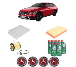 Set Pachet filtre revizie Bosch, 7 litrii ulei Castrol 10W40 MERCEDES-BENZ E-CLASS T-Model (S213) E 200 (213.242) din 2016-2020, 4x Stickere auto cu MERCEDES-BENZ - Img 2