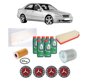 Set Pachet filtre revizie Bosch, 7 litrii ulei Castrol 10W40 MERCEDES-BENZ C-CLASS (W203) C 200 CDI (203.004) din 2000-2003, 4x Stickere auto cu MERCEDES-BENZ - Img 2