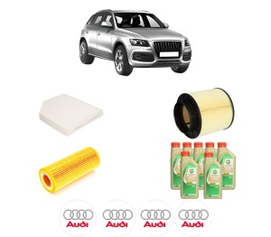 Set Pachet filtre revizie Bosch, 7 litrii ulei Castrol 5W30 AUDI Q5 (8RB) SQ5 TFSI quattro din 2013-2017, 4x Stickere auto cu AUDI - Img 2