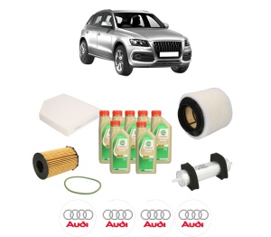 Set Pachet filtre revizie Bosch, 7 litrii ulei Castrol 5W30 AUDI Q5 Van (8RB) 3.0 SQ5 TDI quattro din 2012-2015, 4x Stickere auto cu AUDI - Img 2