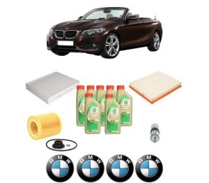 Set Pachet filtre revizie Bosch, 7 litrii ulei Castrol 5W30 BMW Seria 2 Convertible (F23) M 235 i din 2014-2016, 4x Stickere auto cu BMW - Img 2
