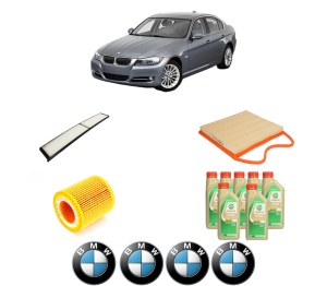 Set Pachet filtre revizie Bosch, 7 litrii ulei Castrol 5W30 BMW Seria 3 (E90) 335 i xDrive din 2008-2011, 4x Stickere auto cu BMW - Img 2