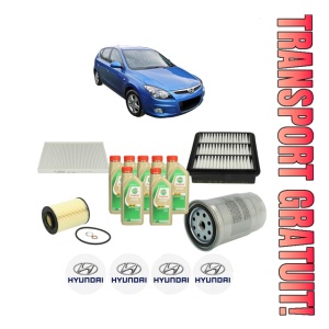 Set Pachet filtre revizie Bosch, 7 litrii ulei Castrol 5W30 HYUNDAI i30 (FD) 2.0 CRDi din 2007-2011, 4x Stickere auto cu HYUNDAI