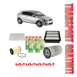 Set Pachet filtre revizie Bosch, 7 litrii ulei Castrol 5W30 KIA PRO CEE'D (ED) 2.0 CRDi 140 din 2008-2012, 4x Stickere auto cu KIA