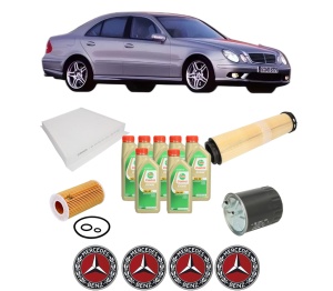 Set Pachet filtre revizie Bosch, 7 litrii ulei Castrol 5W30 MERCEDES-BENZ E-CLASS (W211) E 270 CDI (211.016) din 2002-2008, 4x Stickere auto cu MERCEDES-BENZ - Img 2