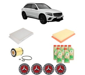 Set Pachet filtre revizie Bosch, 7 litrii ulei Castrol 5W30 MERCEDES-BENZ GLC (X253) 200 4-matic (253.943) din 2016-2018, 4x Stickere auto cu MERCEDES-BENZ - Img 2