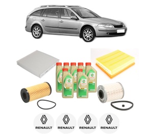 Set Pachet filtre revizie Bosch, 7 litrii ulei Castrol 5W30 RENAULT LAGUNA II Grandtour (KG0/1_) 2.0 dCi (KG1T) din 2005-2006, 4x Stickere auto cu RENAULT - Img 2