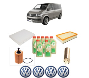 Set Pachet filtre revizie Bosch, 7 litrii ulei Castrol 5W30 Volkswagen MULTIVAN T5 (7HM, 7HN, 7HF, 7EF, 7EM, 7EN) 1.9 TDI din 2006-2009, 4x Stickere auto cu Volkswagen - Img 2