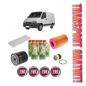 Set Pachet filtre revizie Bosch, 7 litrii ulei Castrol 5W40 FIAT DUCATO Bus (244_) 2.0 JTD din 2001-2006, 4x Stickere auto cu FIAT