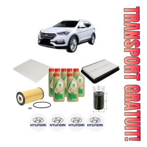 Set Pachet filtre revizie Bosch, 7 litrii ulei Castrol 5W40 HYUNDAI SANTA FÉ III SUV Van (DM) CRDi 4x4 din 2015-2018, 4x Stickere auto cu HYUNDAI
