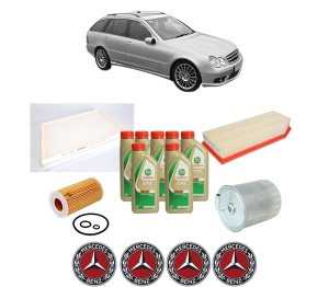 Set Pachet filtre revizie Bosch, 7 litrii ulei Castrol 5W40 MERCEDES-BENZ C-CLASS T-Model (S203) C 270 CDI (203.216) din 2001-2007, 4x Stickere auto cu MERCEDES-BENZ - Img 2