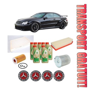 Set Pachet filtre revizie Bosch, 7 litrii ulei Castrol 5W40 MERCEDES-BENZ CLK (C209) CLK 270 CDI (209.316) din 2002-2009, 4x Stickere auto cu MERCEDES-BENZ