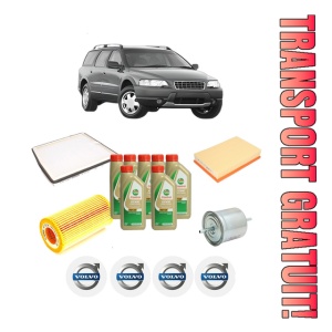 Set Pachet filtre revizie Bosch, 7 litrii ulei Castrol 5W40 VOLVO XC70 I Cross Country (295) D5 XC AWD din 2002-2007, 4x Stickere auto cu VOLVO