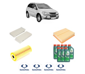 Set Pachet filtre revizie Bosch, 8 litrii ulei Castrol 10W40 SSANGYONG KYRON 2.3 din 2010-2014, 4x Stickere auto cu SSANGYONG - Img 2