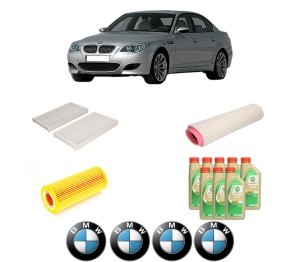 Set Pachet filtre revizie Bosch, 8 litrii ulei Castrol 5W30 BMW Seria 5 (E60) 525 xd din 2007-2008, 4x Stickere auto cu BMW - Img 2