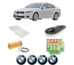Set Pachet filtre revizie Bosch, 8 litrii ulei Castrol 5W30 BMW Seria 5 (F10) 530 d din 2010-2011, 4x Stickere auto cu BMW - Img 2