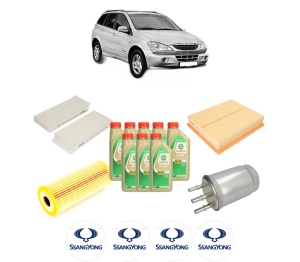 Set Pachet filtre revizie Bosch, 8 litrii ulei Castrol 5W30 SSANGYONG KYRON 2.0 Xdi 4x4 din 2005-2014, 4x Stickere auto cu SSANGYONG - Img 2