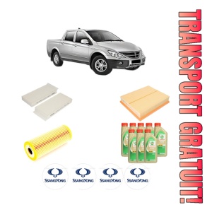 Set Pachet filtre revizie Bosch, 8 litrii ulei Castrol 5W30 SSANGYONG Actyon SPORTS I (QJ) 2.3 4WD din 2011, 4x Stickere auto cu SSANGYONG