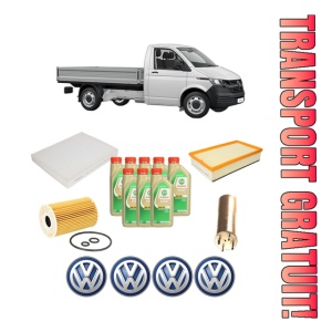 Set Pachet filtre revizie Bosch, 8 litrii ulei Castrol 5W30 Volkswagen TRANSPORTER T6 Platform/Chassis (SFD, SFE, SFL, SFZ, SJD, SJ 2.0 TDI din 2015-2019, 4x Stickere auto cu Volkswagen