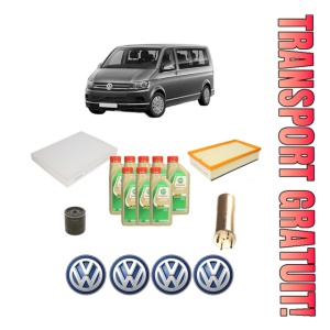 Set Pachet filtre revizie Bosch, 8 litrii ulei Castrol 5W30 Volkswagen MULTIVAN T6 (SGF, SGM, SGN, SHM, SHN) 2.0 TDI din 2015-2019, 4x Stickere auto cu Volkswagen