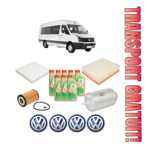 Set Pachet filtre revizie Bosch, 8 litrii ulei Castrol 5W30 Volkswagen CRAFTER Bus (SYI, SYJ) 2.0 TDI 4motion din 2017, 4x Stickere auto cu Volkswagen