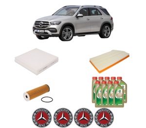 Set Pachet filtre revizie Bosch, 9 litrii ulei Castrol 0W20 MERCEDES-BENZ GLE (V167) GLE 450 EQ Boost 4-matic (167.159) din 2018, 4x Stickere auto cu MERCEDES-BENZ - Img 2