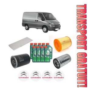 Set Pachet filtre revizie Bosch, 9 litrii ulei Castrol 10W40 CITROEN JUMPER I Van (230L) 2.5 D 4x4 din 2000-2002, 4x Stickere auto cu CITROEN