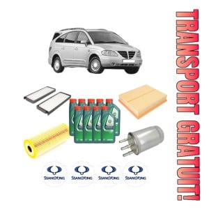 Set Pachet filtre revizie Bosch, 9 litrii ulei Castrol 10W40 SSANGYONG RODIUS I 2.7 Xdi 4WD din 2005, 4x Stickere auto cu SSANGYONG