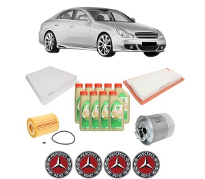 Set Pachet filtre revizie Bosch, 9 litrii ulei Castrol 5W30 MERCEDES-BENZ CLS (C219) CLS 320 CDI din 2005-2010, 4x Stickere auto cu MERCEDES-BENZ - Img 2