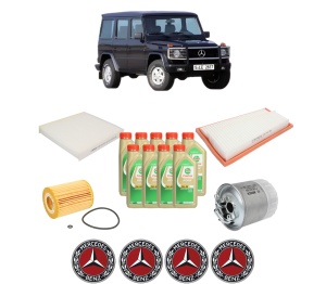 Set Pachet filtre revizie Bosch, 9 litrii ulei Castrol 5W30 MERCEDES-BENZ G-CLASS (W463) G 320 CDI (463.343) din 2006-2012, 4x Stickere auto cu MERCEDES-BENZ - Img 2