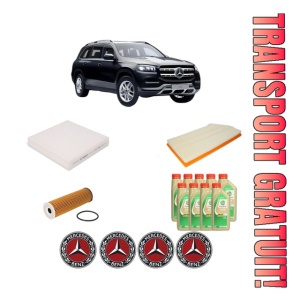 Set Pachet filtre revizie Bosch, 9 litrii ulei Castrol 5W30 MERCEDES-BENZ GLS (X167) 450 EQ Boost 4-matic (167.959) din 2019, 4x Stickere auto cu MERCEDES-BENZ