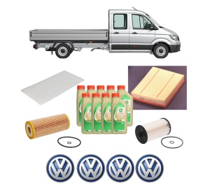Set Pachet filtre revizie Bosch, 9 litrii ulei Castrol 5W30 Volkswagen CRAFTER 30-50 Platform/Chassis (2F_) 2.5 TDI din 2006-2013, 4x Stickere auto cu Volkswagen - Img 2