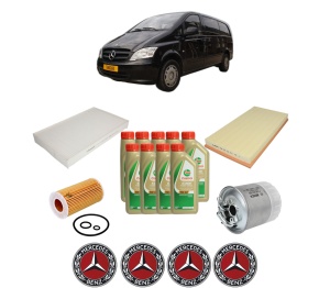 Set Pachet filtre revizie Bosch, 9 litrii ulei Castrol 5W40 MERCEDES-BENZ VITO / MIXTO Van (W639) 109 CDI (639.601, 639.603, 639.605) din 2006, 4x Stickere auto cu MERCEDES-BENZ - Img 2