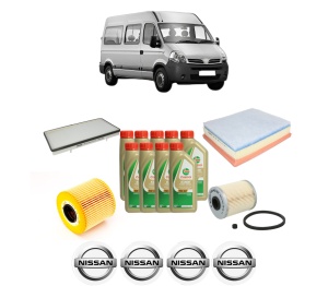 Set Pachet filtre revizie Bosch, 9 litrii ulei Castrol 5W40 NISSAN INTERSTAR Van (X70) dCI 90 din 2002, 4x Stickere auto cu NISSAN - Img 2