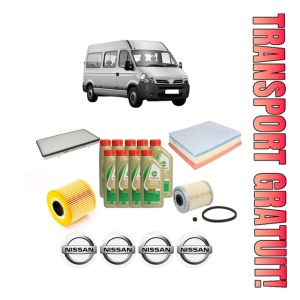 Set Pachet filtre revizie Bosch, 9 litrii ulei Castrol 5W40 NISSAN INTERSTAR Bus (X70) dCI 90 din 2002-2006, 4x Stickere auto cu NISSAN