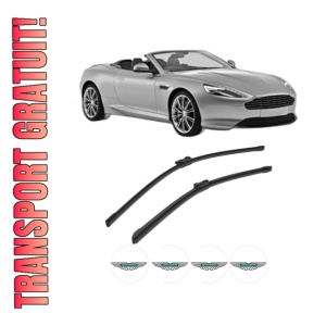 Set stergatoare ASTON MARTIN DB9 Volante din 2005-2016, pentru parbriz auto, 2 bucati, Bosch Aerotwin, din cauciuc siliconat rezistent, 4 Stickere Auto ASTON MARTIN