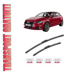 Set stergatoare AUDI A3 Sportback (8YA, 8YF) din 2019-2024, pentru parbriz auto, 2 bucati, Bosch Aerotwin, din cauciuc siliconat rezistent, 4 Stickere Auto AUDI