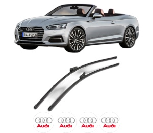Set stergatoare AUDI A5 Convertible (F57, F5E) din 2016-2020, pentru parbriz auto, 2 bucati, Valeo Silencio Xtrm, din cauciuc siliconat rezistent, 4 Stickere Auto AUDI v39030