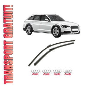Set stergatoare AUDI A6 Allroad C7 (4GH, 4GJ) din 2012-2018, pentru parbriz auto, 2 bucati, Bosch Aerotwin, din cauciuc siliconat rezistent, 4 Stickere Auto AUDI