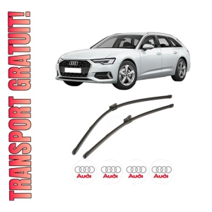 Set stergatoare AUDI A6 C8 (4A2) din 2018-2021, pentru parbriz auto, 2 bucati, Valeo Silencio Xtrm, din cauciuc siliconat rezistent, 4 Stickere Auto AUDI