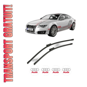 Set stergatoare AUDI A7 Sportback (4KA) din 2017-2021, pentru parbriz auto, 2 bucati, Bosch Aerotwin, din cauciuc siliconat rezistent, 4 Stickere Auto AUDI