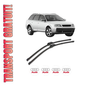 Set stergatoare AUDI ALLROAD C5 (4BH) din 2000-2005, pentru parbriz auto, 2 bucati, Valeo Silencio Xtrm, din cauciuc siliconat rezistent, 4 Stickere Auto AUDI