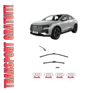 Set stergatoare AUDI Q4 Sportback (F4N) din 2021-2023, pentru parbriz auto, 2 bucati, Valeo Silencio, din cauciuc siliconat rezistent, 4 Stickere Auto AUDI